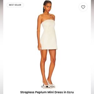 WeWoreWhat NWOT Strapless Peplum Mini Dress in Ecru